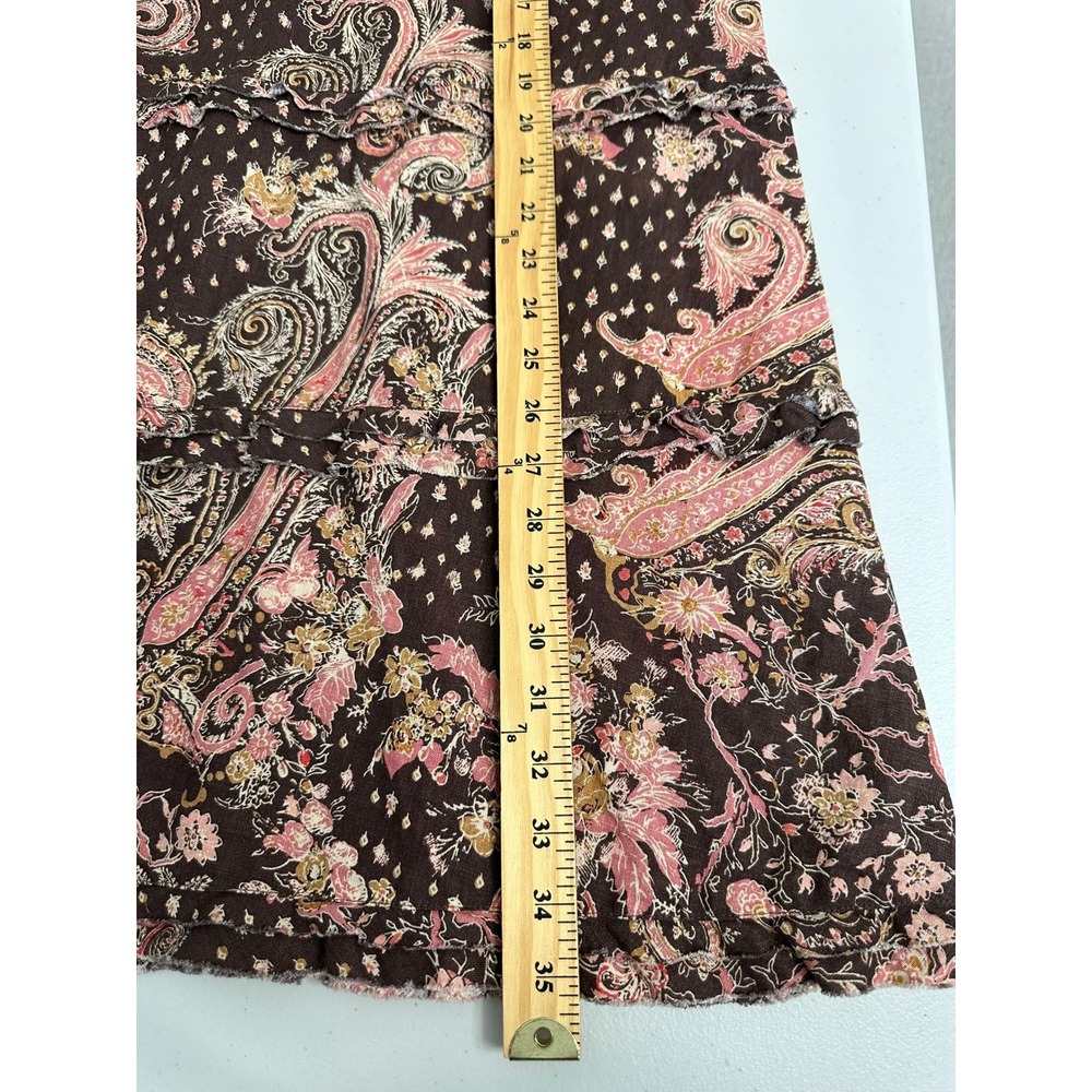 Tapemeasure Tiered Linen Ruffle Midi Skirt‎ Size 16 Brown Paisley Boho - Picture 5 of 11